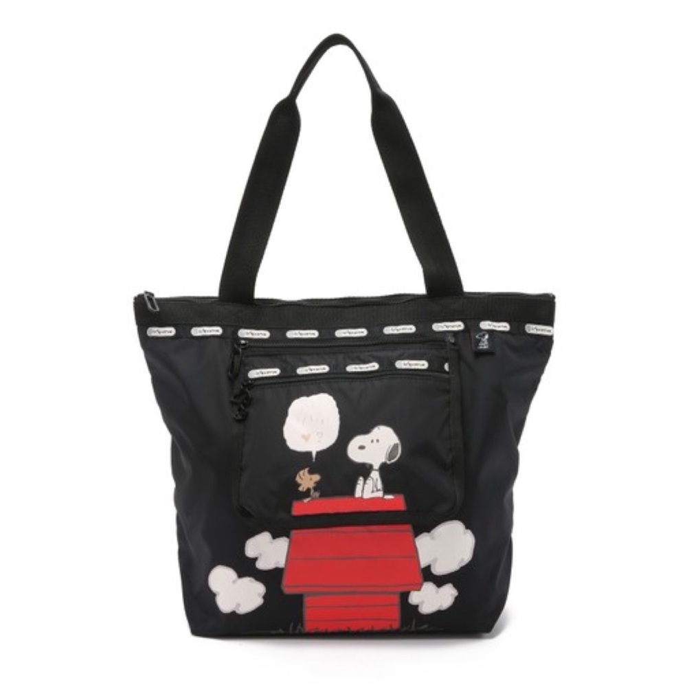 LeSportSac Snoopy Surprise Hailey Black Nylon Tote